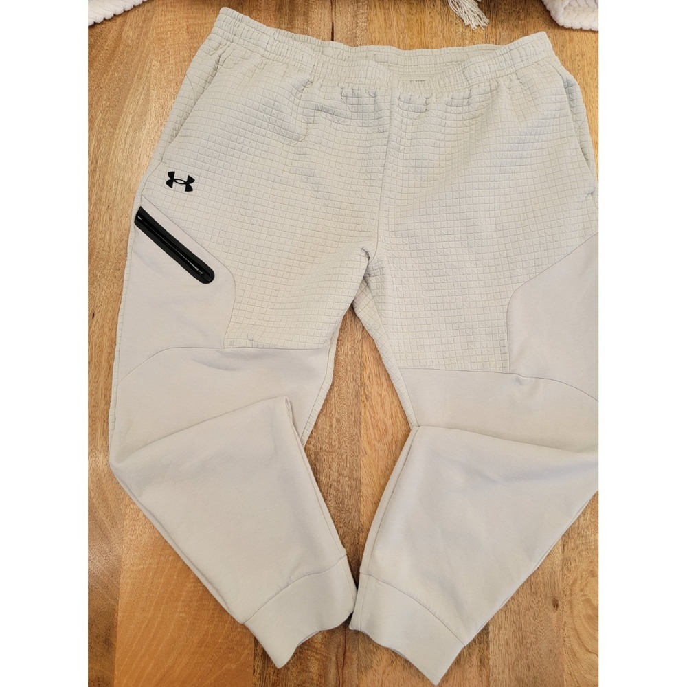 Under Armour UA Unstoppable Fleece Grid Joggers Cream Color Mens 2XL  Pants